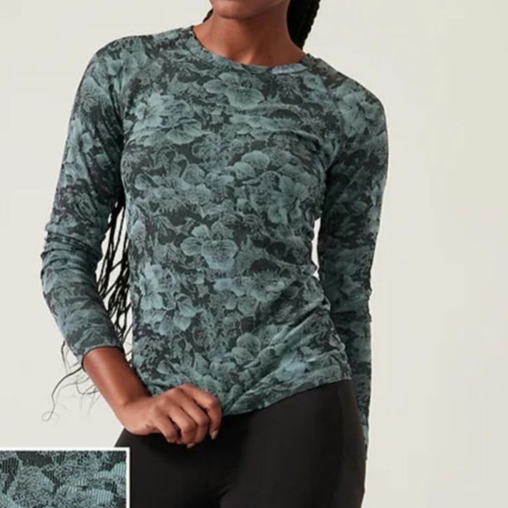 Athleta Momentum Seamless Top Grey Floral Size XXS